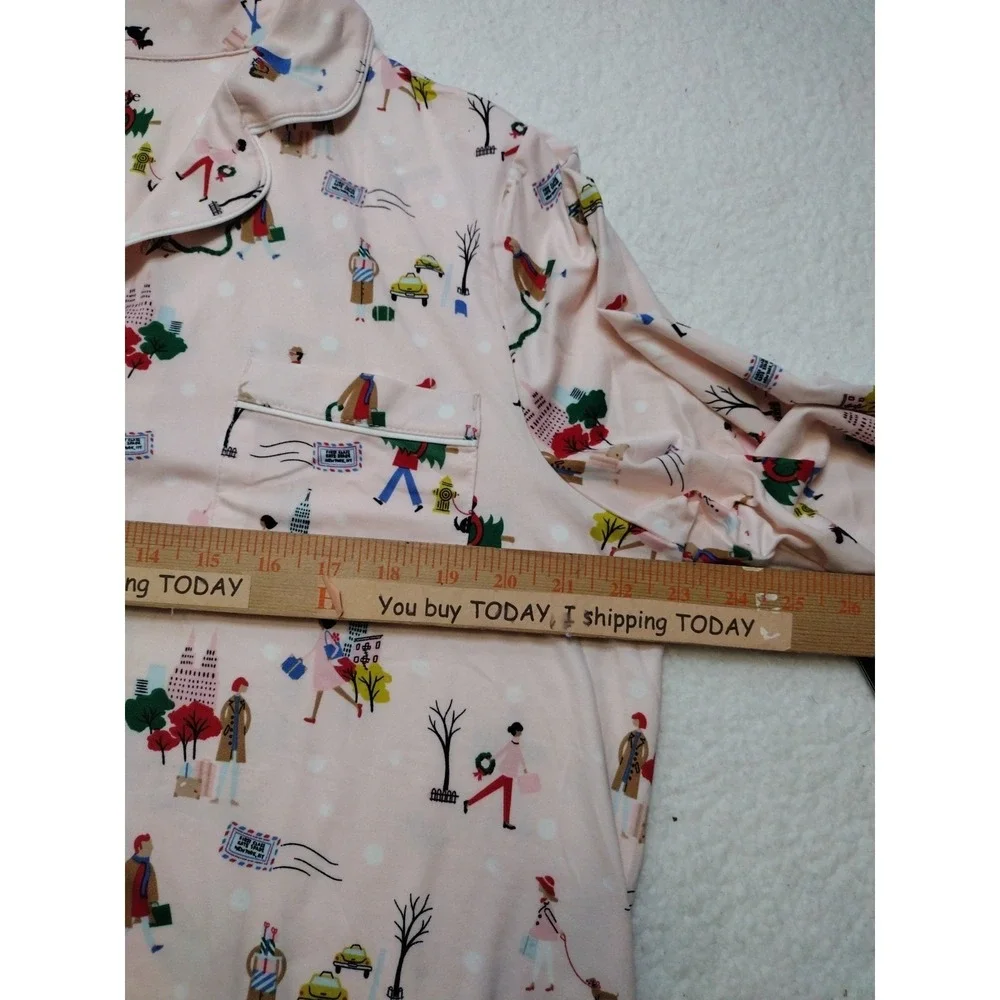Kate Spade Christmas Novelty Pajamas‎ Women XL Blush Multicolor 2 PCs Set